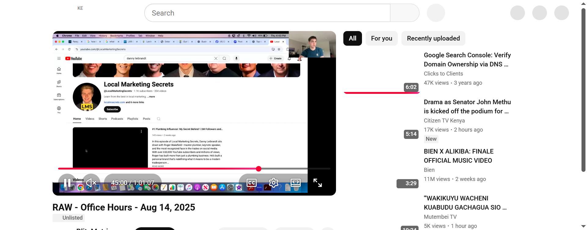 Local Marketing Secrets YouTube channel featuring local service business interviews
