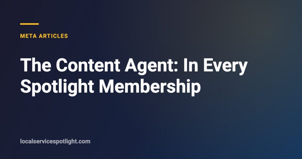 Title card: The Content Agent, included in every Spotlight membership