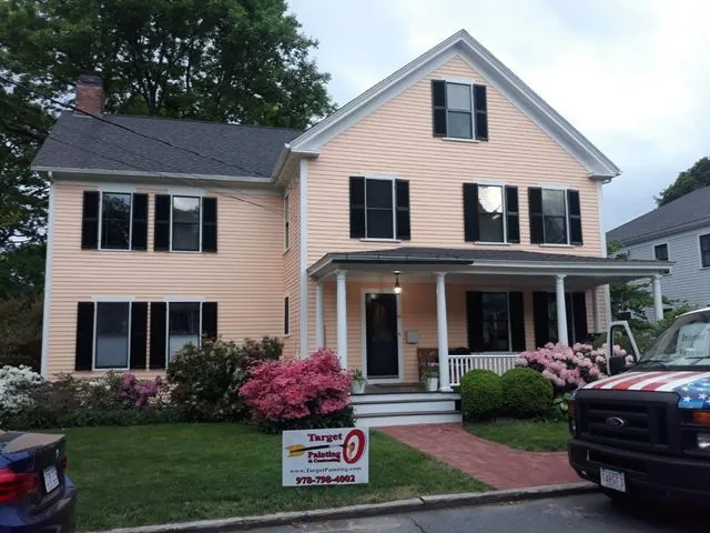 Antique colonial with repainted exterior trim and shutters