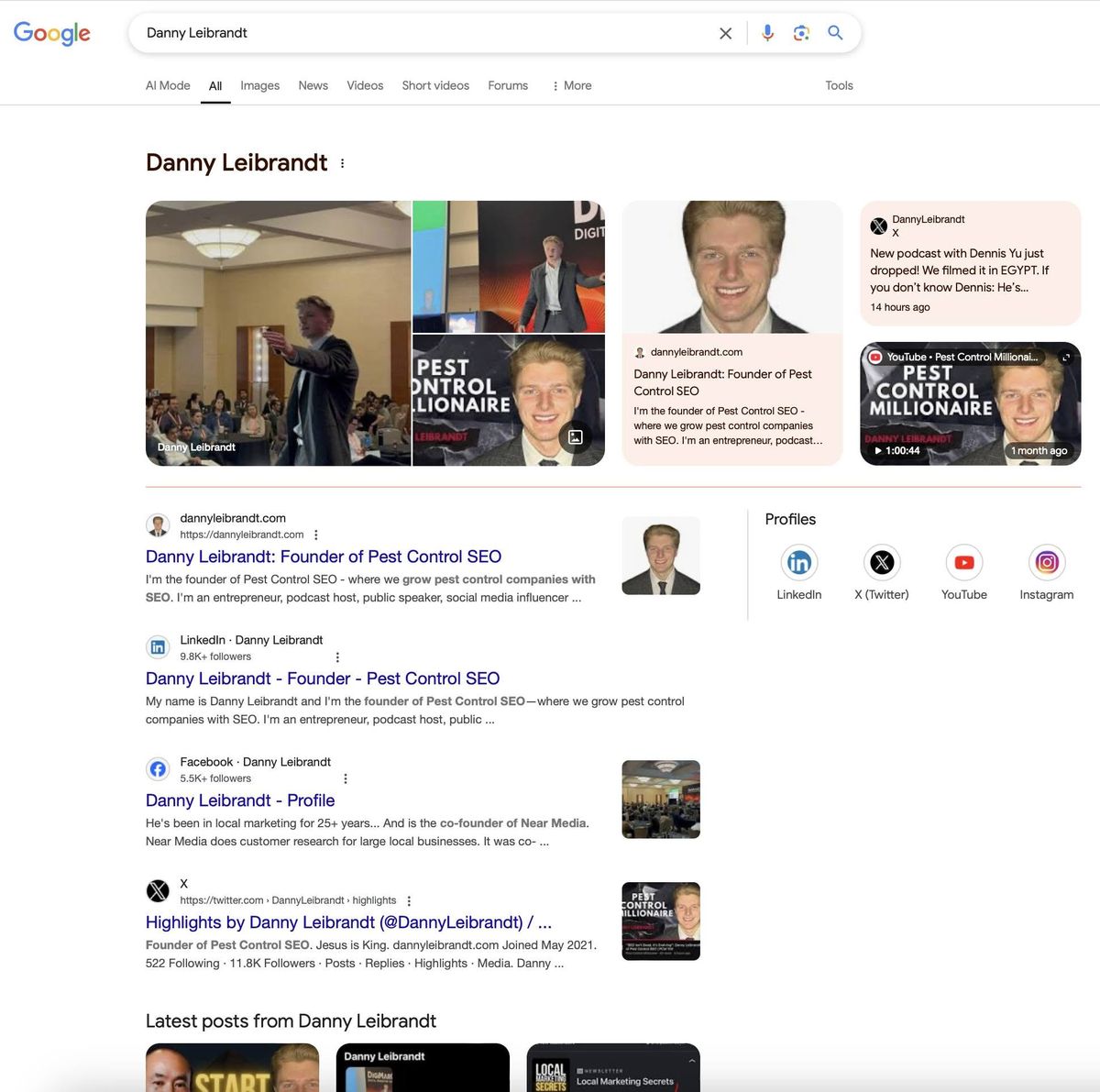 Google search for Dan Leibrandt showing his Knowledge Panel